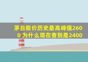 茅台股价历史最高峰值2600 为什么现在查到是2400